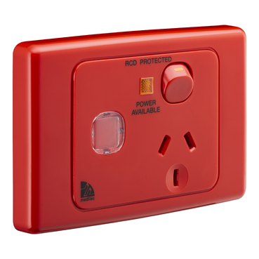 SOCKET SWITCHED SINGLE NEON CIRCUIT IDENTIFICATION RED