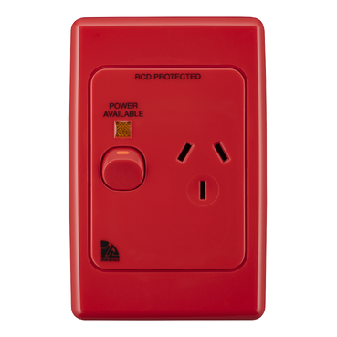 SOCKET SWITCHED SINGLE NEON RED