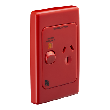 SOCKET SWITCHED SINGLE NEON RED