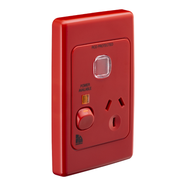 Medilec, Switched Socket Outlet, Vertical, Power Indicator And RCD Label