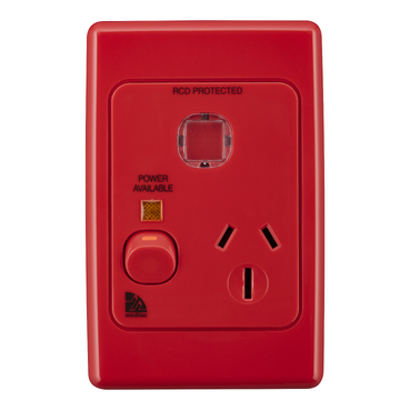 SOCKET SWITCHED SINGLE NEON CIRCUIT ID VERT 15A RED