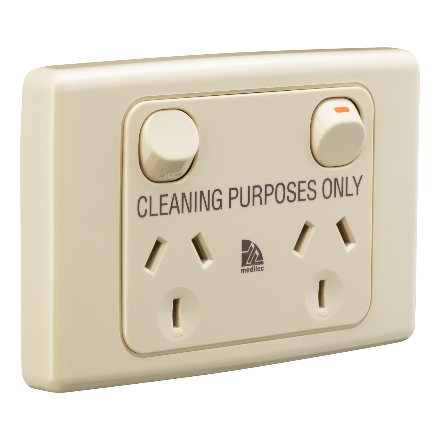 Socket Outlets Switch Horizontal Mount, Double cleaner label