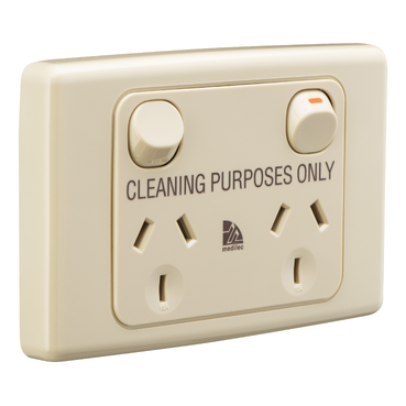Socket Outlets Switch Horizontal Mount, Double Cleaner Label