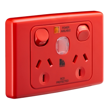 SWITCHED SOCKET TWIN NEON CIRCUIT IDENTIFICATION RED