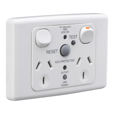 Medilec, Switched Socket, Twin 10A RCD 10mA