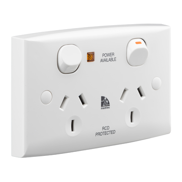 Medilec, Twin Switch Socket Outlet, 250V, 10A, Safety Shutter, Security Screw