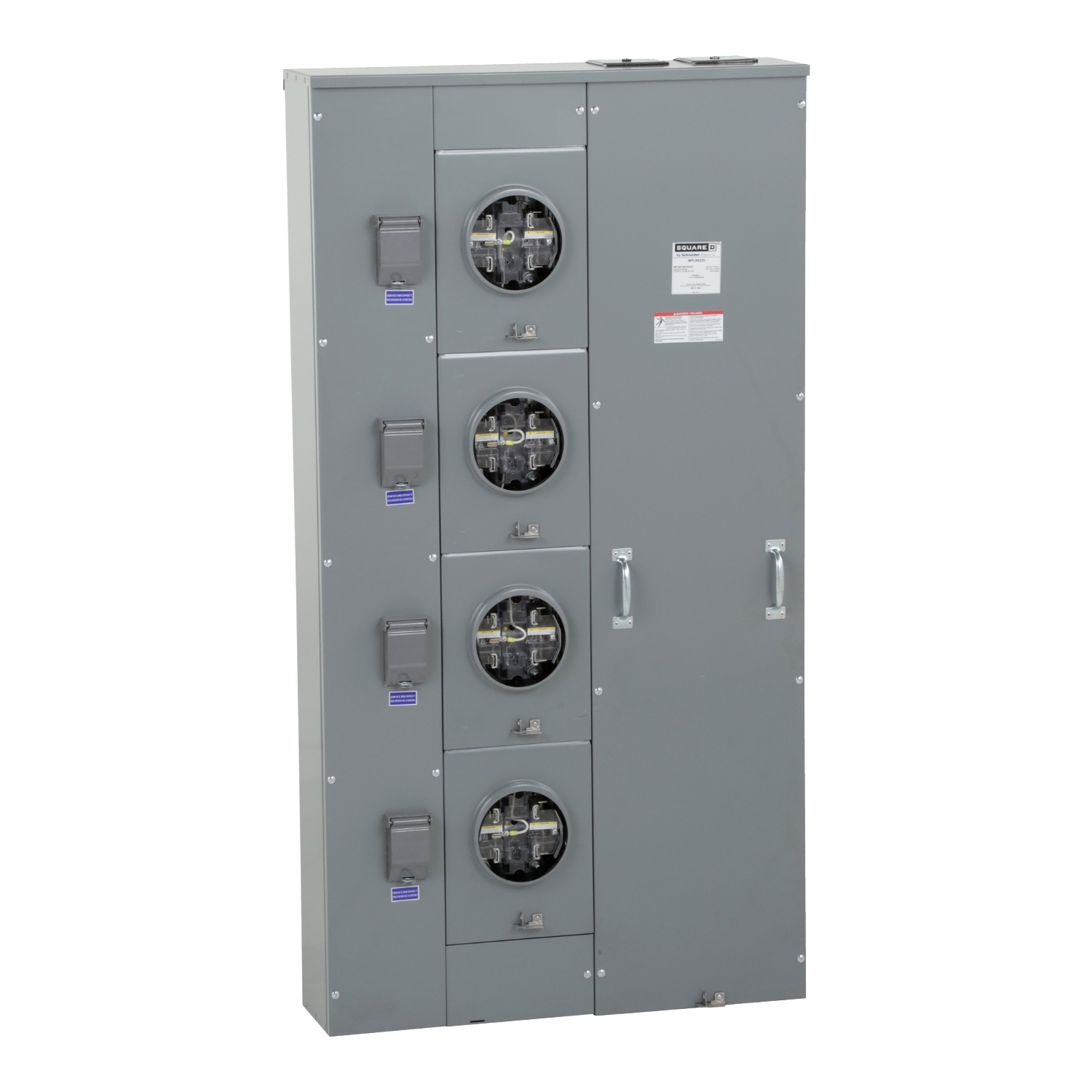 Meter center, MP Meter-Pak, 4 sockets, lever bypass, jaw release, 5 jaws, 600A bus, 225A max breaker rating, ringless