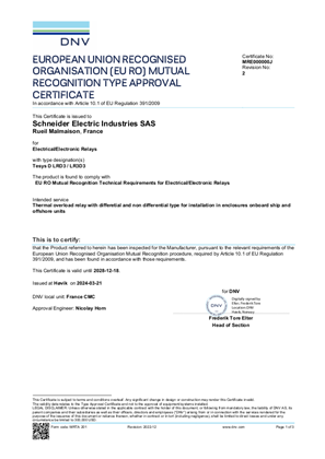 EU RO MR Type Approval Certificate_TeSys D_LRD313-380,LR3D313-380