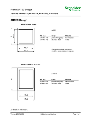 Frame ARTEC Design MTN481119, MTN481146, MTN481919, MTN481946