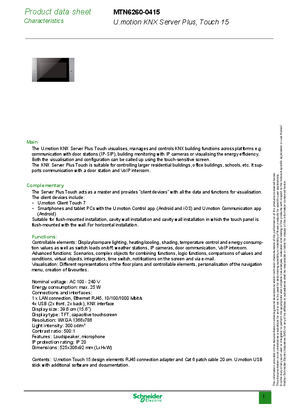 KNX U.motion KNX Server Plus, Touch 15-Technical leaflet