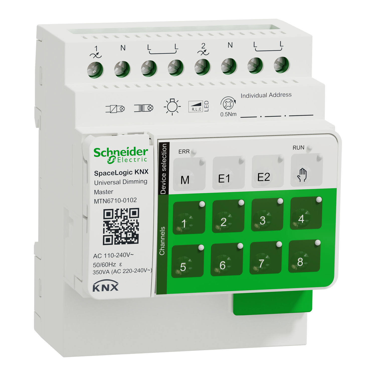 KNX dimmaktor master kalapsínre KNX 4M 20-700W 230V SpaceLogic Schneider