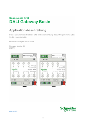 SpaceLogic KNX- DALI-Gateway Basic REG-K/x/16/64-ETS, Software-Beschreibung (DE)