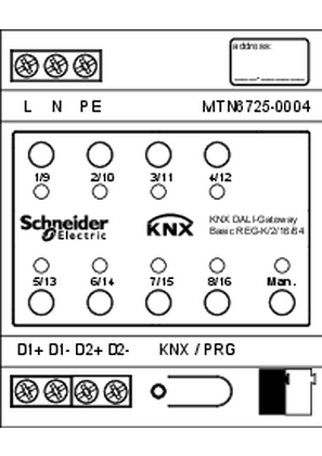 KNX MTN6725-0004 Dimension/Wiring/Symbol -2D CAD Drawing