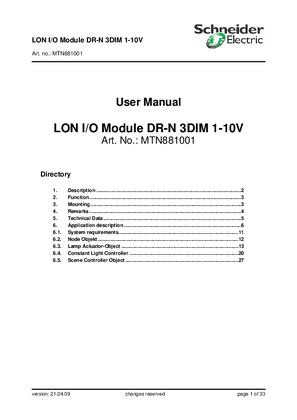 LON I/O Module DR-N 3DIM 1-10V