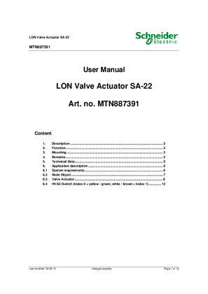 LON Valve Actuator SA-22 