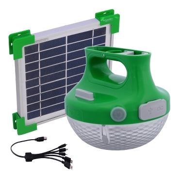 Portable Off-Grid Lighting Schneider Electric Solar powered portable LED Lamps with mobile charger