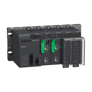 Modicon M340 Schneider Electric Mid range PLC for industrial process and infrastructure. USB port for programming and HMI.