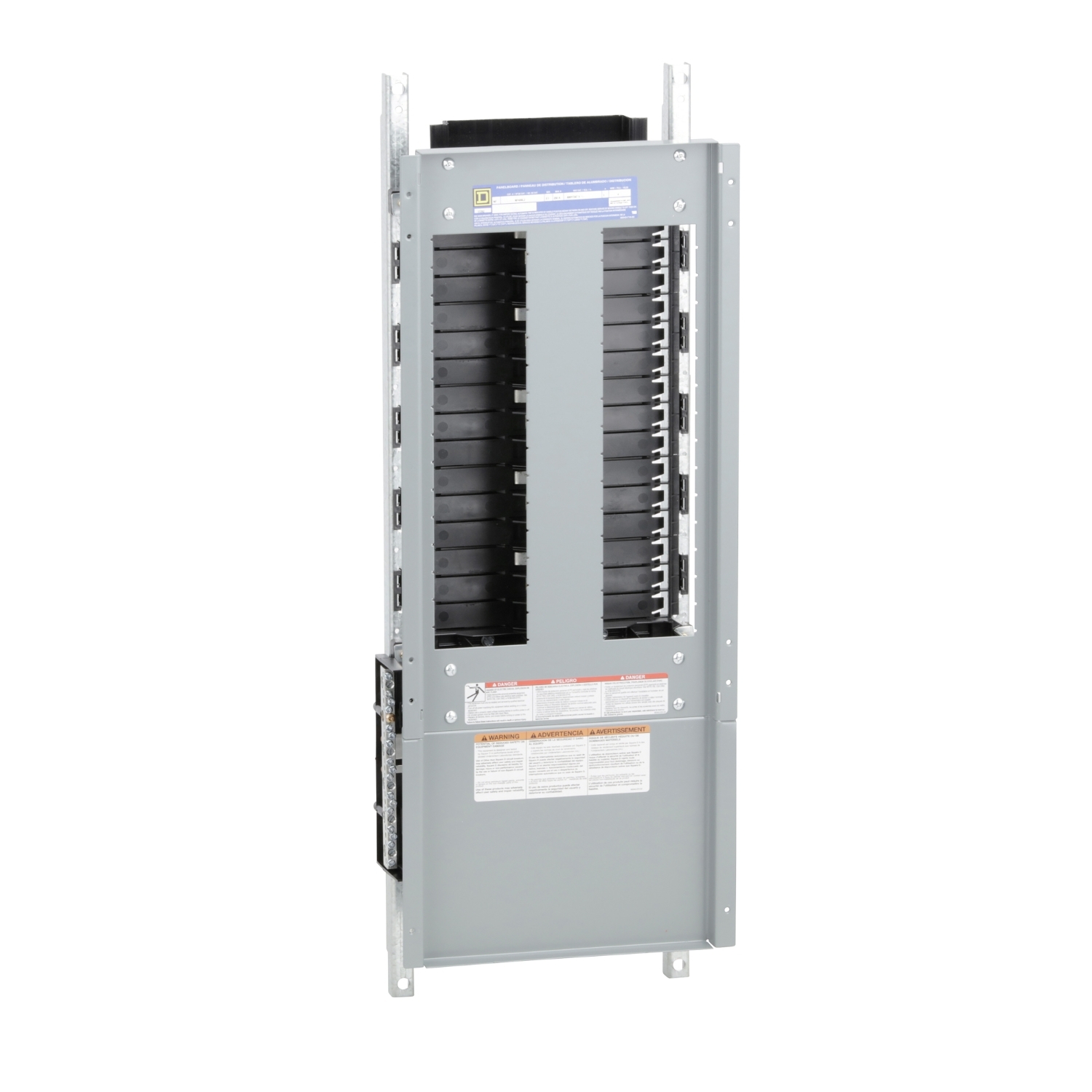 Panelboard interior, NF, main lugs, 250A, Al bus, 30 pole spaces, 3 phase, 4 wire, 600Y/347VAC max