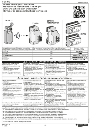 XCKW... Wireless / Batteryless limit switch, Instruction Sheet (EN, FR, DE, ES)