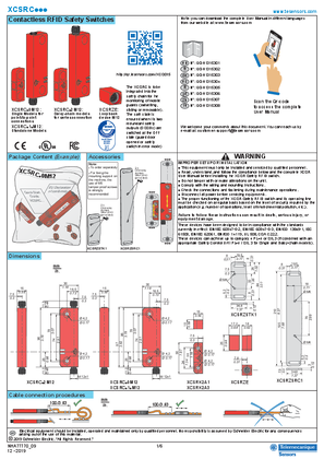 XCSR... Contactless RFID Safety Switches, Quick Start Guide