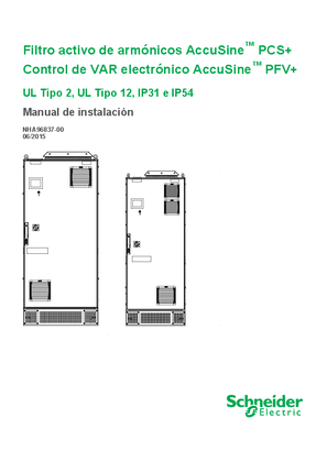 Manual de instalación: Filtro activo de armónicos AccuSine™ PCS+ / Control de VAR electrónico AccuSine™ PFV+