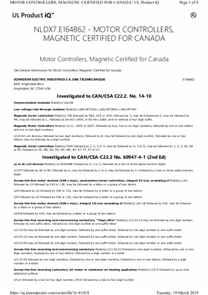 UL LISTED Certificate RPM, RUMC, RUMF, RXM, RPF