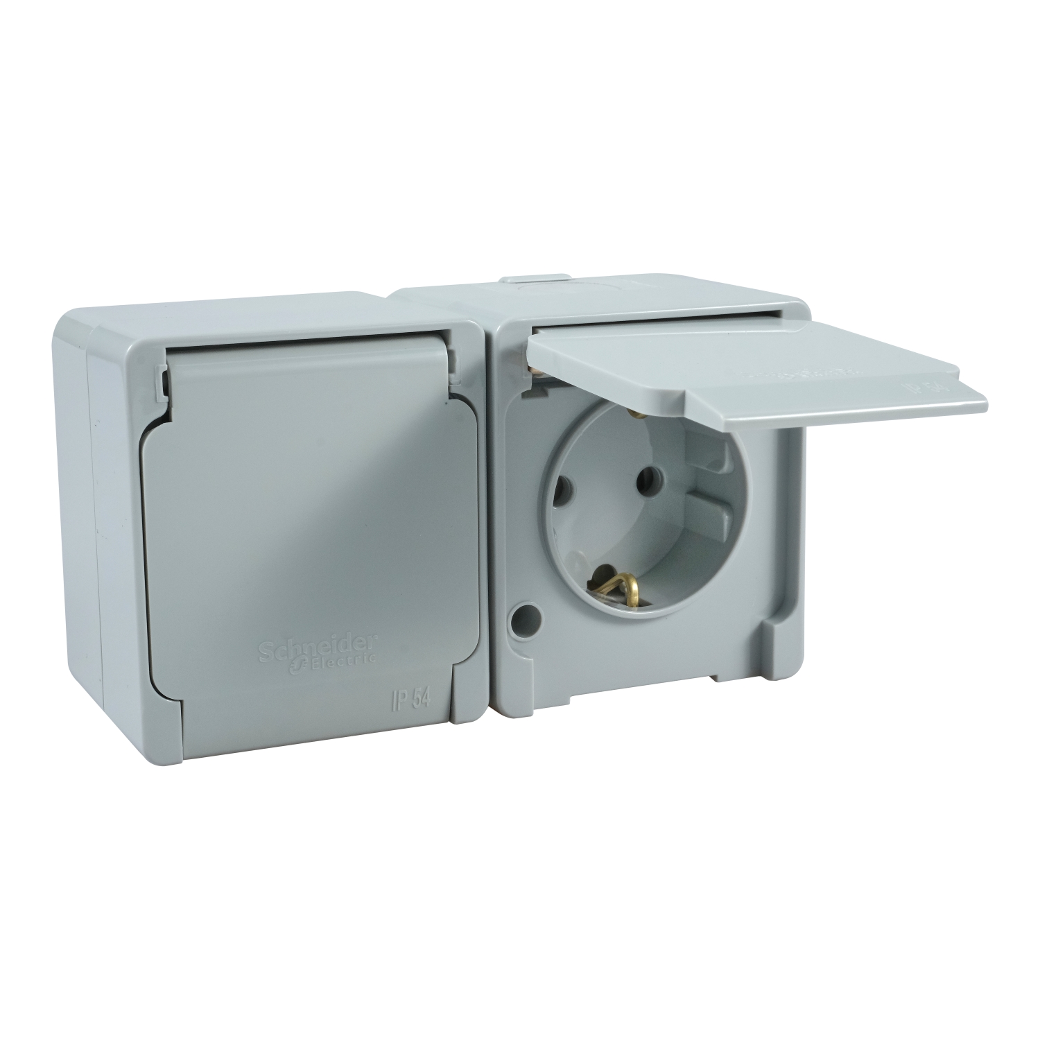 NML7500133 Schneider Electric Wetroom - double socket-outlet side earth - 2P + E - surface - grey