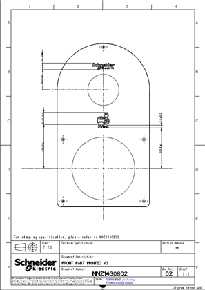 EVlink Pro AC Front Plate Drawing with Logo - Plan for Customization