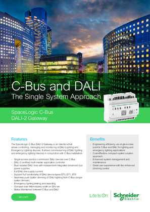 NNZ1492700 SPACELOGIC C-BUS DALI-2 GATEWAY TECHNICAL DATASHEET