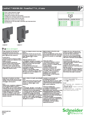 ComPacT NSX100-250 - PowerPacT H-, J-Frame - Verrouillage fixe pour maneton - Notice de montage