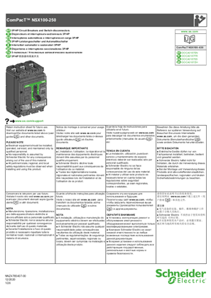 ComPacT NSX100-250 - 3P/4P Circuit Breakers and Switch-disconnectors - Instruction Sheet
