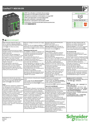 ComPacT NSX100-250 - 3P/4P Circuit Breakers and Switch-disconnectors - Instruction Sheet