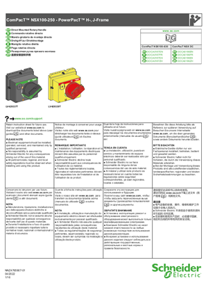 ComPacT NSX100-250 - PowerPacT H-, J-Frame - Direct Mounted Rotary Handle - Instruction Sheet
