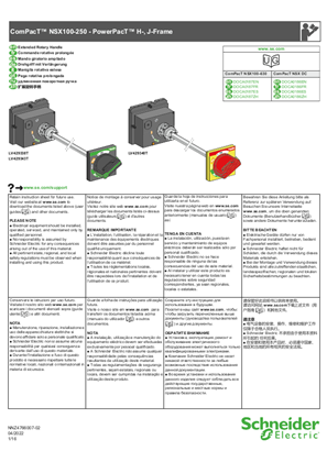 ComPacT NSX100-250 - PowerPacT H-, J-Frame - Commande rotative prolongée - Notice de montage