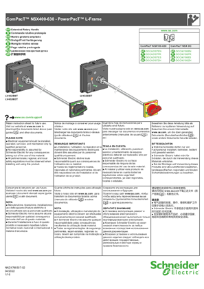 ComPacT NSX400-630 - PowerPacT L-Frame - Commande rotative prolongée - Notice de montage