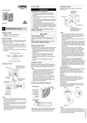 NNZ9231800 - 750WPR5 Installation Instructions