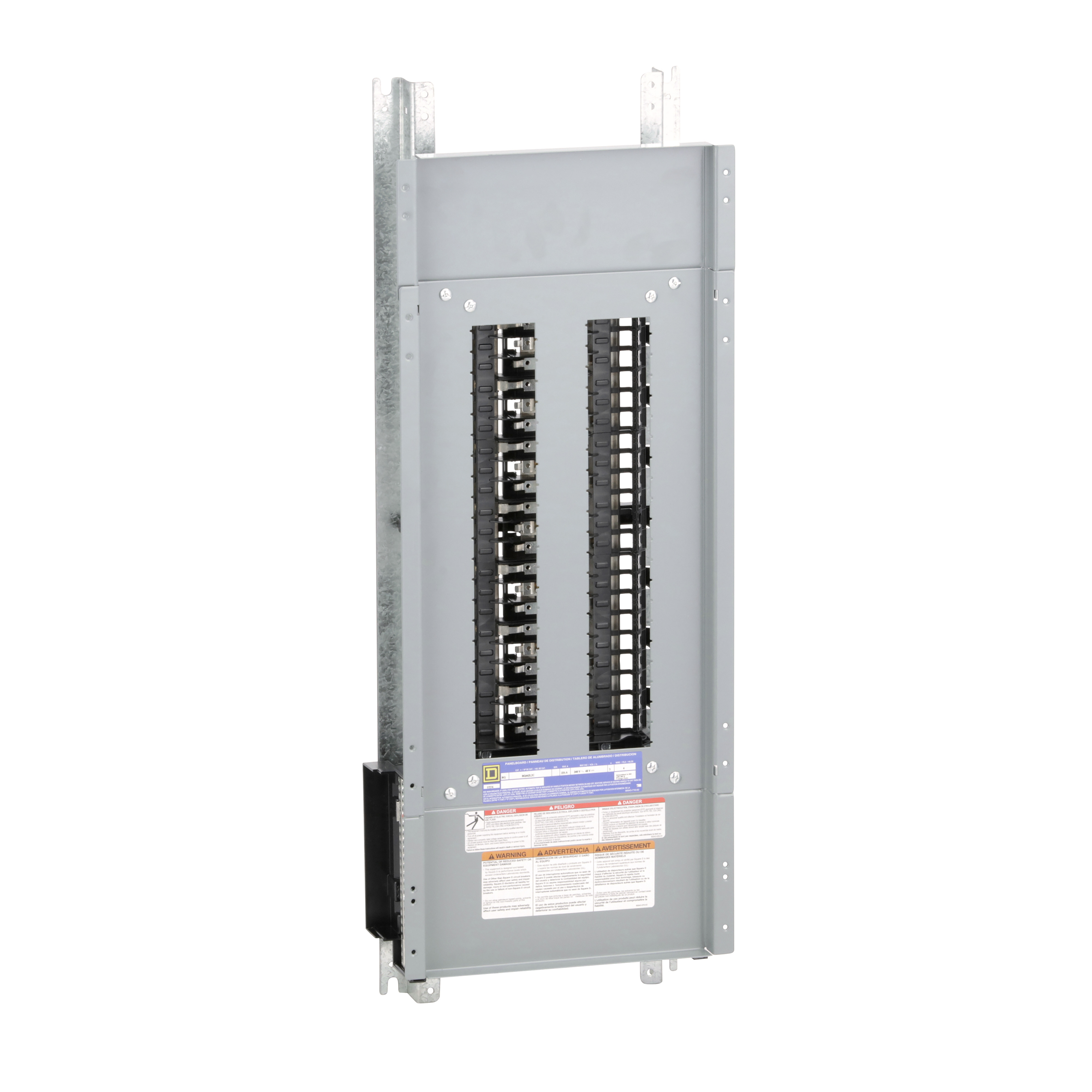 Panelboard interior, NQ, main lugs, 225A, Cu bus, 42 pole spaces, 3 phase, 4 wire, 240VAC, 48VDC