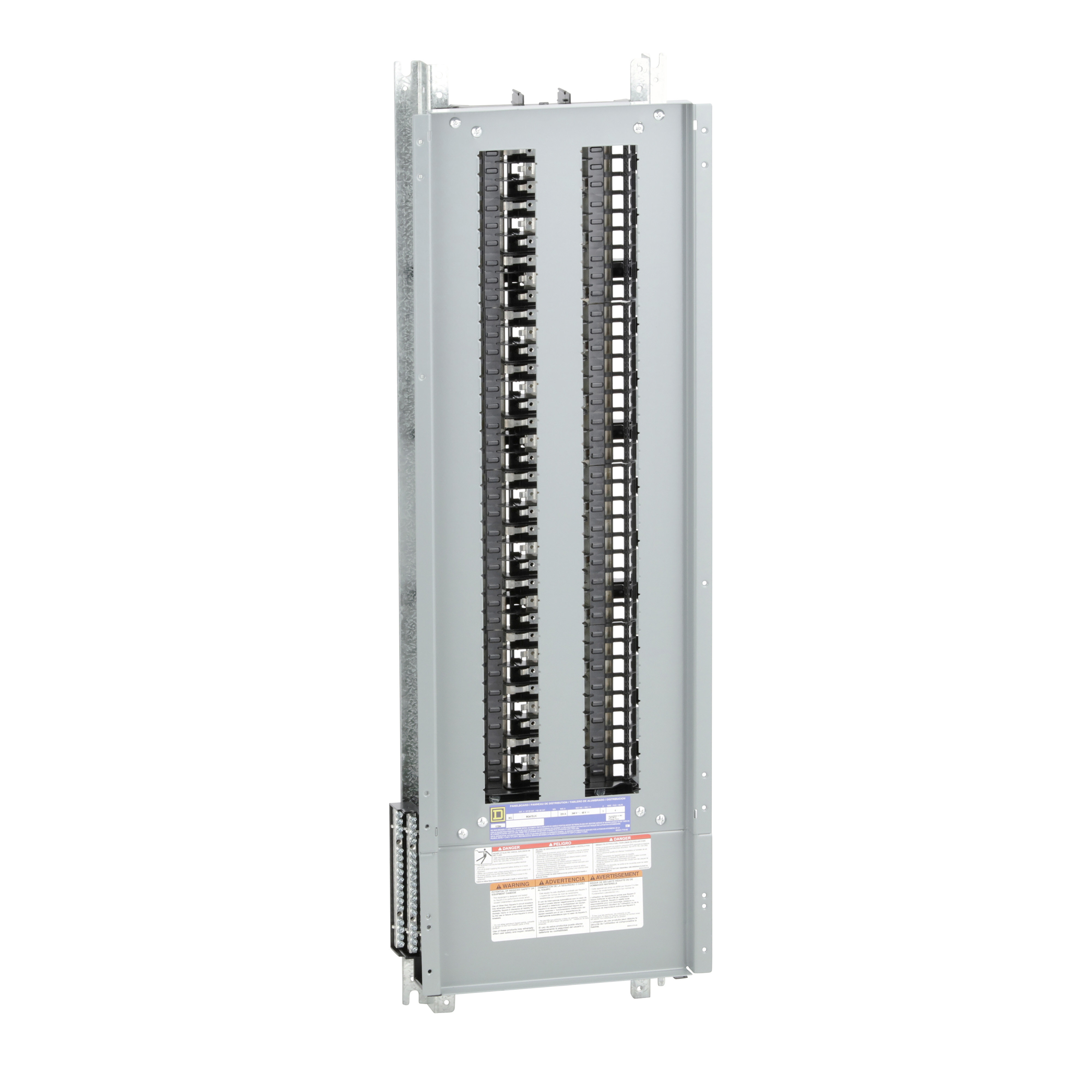 Panelboard interior, NQ, main lugs, 225A, Cu bus, 72 pole spaces, 3 phase, 4 wire, 240VAC, 48VDC
