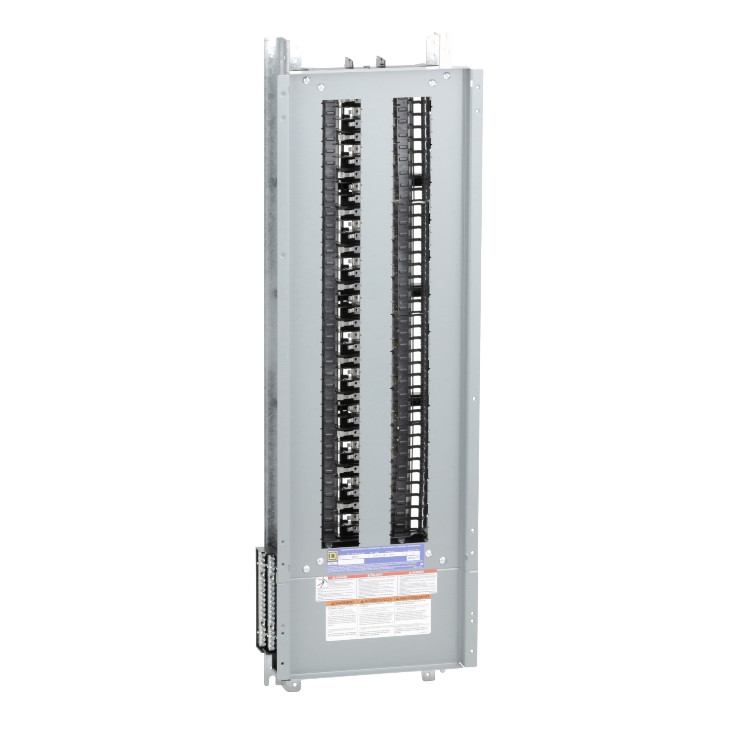Panelboard interior, NQ, main lugs, 225A, Al bus, 72 pole spaces, 3 phase, 4 wire, 240VAC, 48VDC