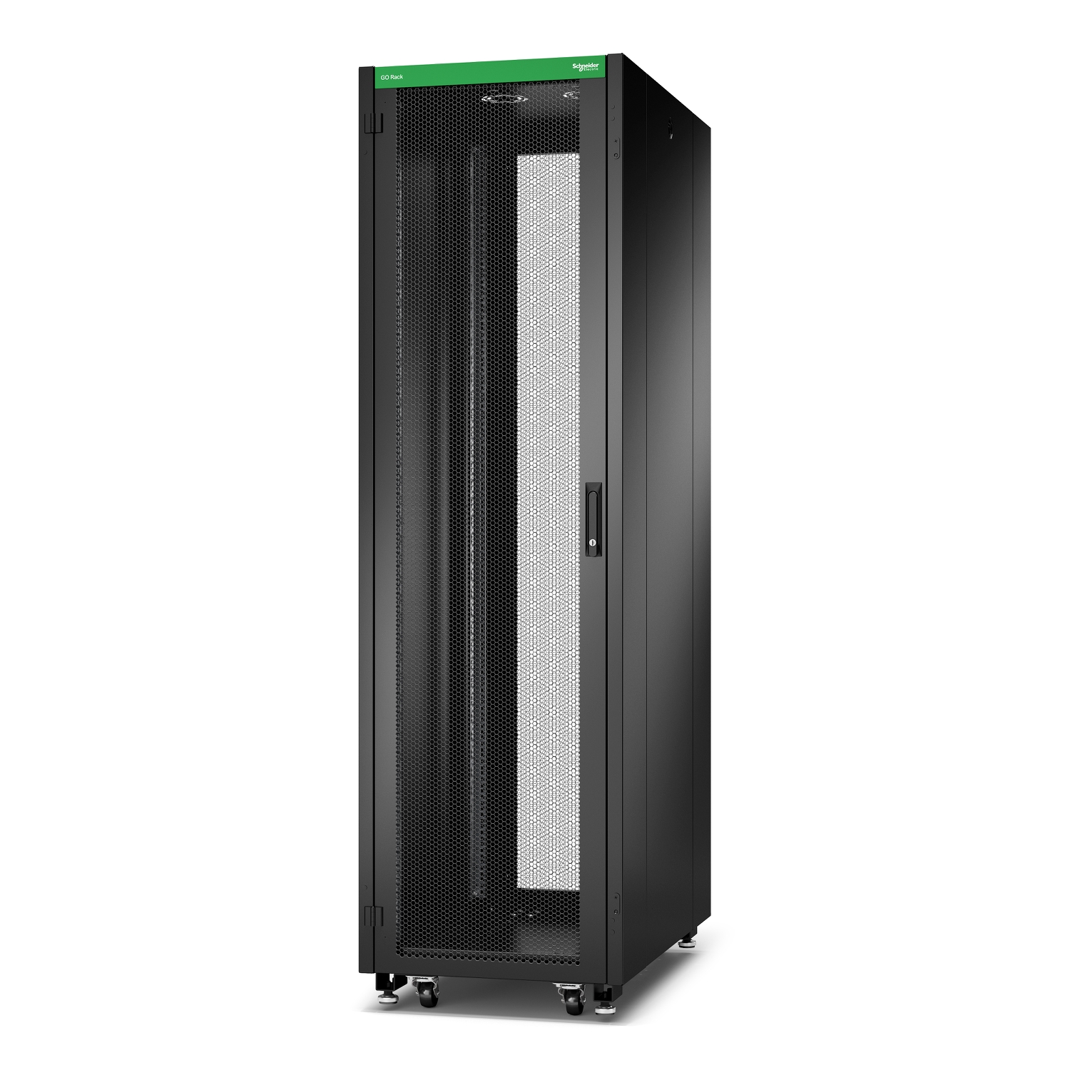 NR6202-P - Go Rack, 42U, Black, With Perforated door, Roof, Castors, 4 ...