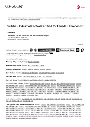 UL Recognized RSL1, RXMCB, RXG, RXG16/26, RXG18/28, RGZExxE, RGZExxP, RSZE1S, RSZExxP, RUW101M