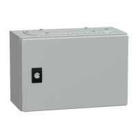  NSYCRN23150 NSYCRN23150 Spacial CRN ravna vrata bez montažne ploče H250xŠ300xD150 IP66 IK10 RAL7035 Tip proizvoda ili komponente	
Kompaktni orman
Nazivna visina ormana	
200 mm
Nazivna širina ormana	
300 mm
Nazivna dubina ormana	
150 mm
Tip dodatnog instalacionog pribora	
Montaža na zid
Sastav uređaja	
1 telo
1 vrata
1 brava
2 ploča za kablovske uvodnice: vrh i dno
Tip vrata	
Ravna
Opis montažne ploče	
Bez montažne ploče
Dopunske informacije
Specifičnost izvedbe	
Strane napravljene od savijanjem jednog dela
Zavareno na zad.delu sa dvostrukim profil.formirajući zaštićenu,zaptivenu oblast
Broj vrata	
Prednji deo: 1 vrata
Otvaranje vrata	
Reverzibilno (120 °)
Tip zaključavanja	
Zaključavanje 3 mm dvostruki prorez
Tip uvodne ploče	
Standardna
Dostupnost za operacije	
Prednji deo
Odvojivi delovi	
Vrata sa šarkama
Ploča kablovskih uvodnica sa zavrtnjima bez matice
Materijal	
Kućište: čelik
Obrada površine	
Epoksi poliester prah
Boja	
Siva (RAL 7035) 