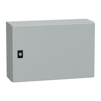  NSYCRN345150 NSYCRN345150 Spacial CRN ravna vrata bez montažne ploče V300xW450xD150 IP66 IK10 RAL7035 Tip proizvoda ili komponente	
Kompaktni orman
Nazivna visina ormana	
300 mm
Nazivna širina ormana	
450 mm
Nazivna dubina ormana	
150 mm
Tip dodatnog instalacionog pribora	
Montaža na zid
Sastav uređaja	
1 telo
1 vrata
1 brava
1 ploča za kablovske uvodnice: vrh i dno
Tip vrata	
Ravna
Opis montažne ploče	
Bez montažne ploče
Dopunske informacije
Specifičnost izvedbe	
Strane napravljene od savijanjem jednog dela
Zavareno na zad.delu sa dvostrukim profil.formirajući zaštićenu,zaptivenu oblast
Broj vrata	
Prednji deo: 1 vrata
Otvaranje vrata	
Reverzibilno (120 °)
Tip zaključavanja	
Zaključavanje 3 mm dvostruki prorez
Tip uvodne ploče	
Standardna
Dostupnost za operacije	
Prednji deo
Odvojivi delovi	
Vrata sa šarkama
Ploča kablovskih uvodnica sa zavrtnjima bez matice
Materijal	
Kućište: čelik
Obrada površine	
Epoksi poliester prah
Boja	
Siva (RAL 7035) 
