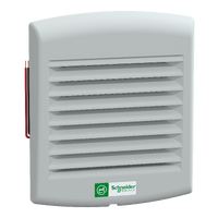  NSYCVF38M24DPF NSYCVF38M24DPF ClimaSys ventilator IP54, 38m3/h, 24V DC, sa izlaznom rešetkom i filterom G2 Tip proizvoda ili komponente	
Ventilator
Type of filter	
Standardni
Flow rate	
Slobodan protok sa standardnim filterom: 58 m3/h
[us] nazivni napon	
10...27.6 V
Naponski ulaz	
24 V DC
Dopunske informacije
Absorbed power	
3.6 W
[in] nazivna struja	
0,18 A
Noise level < at	
40…41 dB
Tip ležaja	
Kuglični
Visina	
137 mm spoljašnja:
Širina	
117 mm spoljašnja:
Dubina	
49 mm spoljašnja:
Dimenzije izreza	
92 x 92 mm
Masa proizvoda	
0,23 kg
Materijal	
Izlaznu rešetku: brizgana termoplastika (ASA PC)
Boja	
Izlaznu rešetku: siva (RAL 7035)
Temperatura okoline za rad uređaja	
-10…70 °C
Temperatura okoline za skladištenje	
-40…70 °C
Maksimalni pritisak	
29 Pa protok 0 m³/h
Povezivanje - priključci	
Kabl
Ip stepen zaštite	
IP54
Sastav uređaja	
1 axial motor
2 zaštitna rešetka: na prednjim i zadnjim površinama
1 filter: prednji deo aksijalnog motora
1 izlazna rešetka: prednji deo
1 cut-out template 