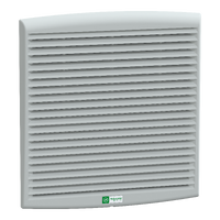  NSYCVF560M230PF NSYCVF560M230PF ClimaSys ventilator IP54, 560m3/h, 230V, sa izlaznom rešetkom i filterom G2 Tip proizvoda ili komponente	
Ventilator
Kompatibilnost grupe proizvoda	
P
G
Type of filter	
Standardni
Flow rate	
Free flow rate with standard filter: 562 m3/h at 50 Hz
Free flow rate with standard filter: 586 m3/h at 60 Hz
[us] nazivni napon	
207...244 V
Naponski ulaz	
230 V 50/60 Hz
Dopunske informacije
Absorbed power	
68 W 50 Hz
85 W 60 Hz
[in] nazivna struja	
0.52 A 50 Hz
0,37 A 60 Hz
Noise level < at	
59 dB
Tip ležaja	
Kuglični
Visina	
336 mm external:
Širina	
316 mm external:
Dubina	
161 mm external:
Dimenzije izreza	
291 x 291 mm
Masa proizvoda	
3,2 kg
Materijal	
Izlaznu rešetku: brizgana termoplastika (ASA PC)
Boja	
Izlaznu rešetku: siva (RAL 7035)
Temperatura okoline za rad uređaja	
-15…60 °C
Temperatura okoline za skladištenje	
-40…70 °C
Maksimalni pritisak	
140 Pa flow rate 0 m³/h
Povezivanje - priključci	
Priključni blok
Ip stepen zaštite	
IP54 