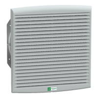 NSYCVF850M230PF NSYCVF850M230PF ClimaSys ventilator IP54, 850m3/h, 230V, sa izlaznom rešetkom i filterom G2 Tip proizvoda ili komponente	
Ventilator
Type of filter	
Standardni
Flow rate	
Slobodan protok sa standardnim filterom: 838 m3/h pri 50 Hz
Slobodan protok sa standardnim filterom: 803 m3/h pri 60 Hz
[us] nazivni napon	
207...244 V
Naponski ulaz	
230 V 50/60 Hz
Dopunske informacije
Absorbed power	
150 W 50 Hz
195 W 60 Hz
[in] nazivna struja	
0,65 A 50 Hz
0,85 A 60 Hz
Noise level < at	
75…76 dB
Tip ležaja	
Kuglični
Visina	
336 mm external:
Širina	
316 mm external:
Dubina	
162 mm external:
Dimenzije izreza	
291 x 291 mm
Masa proizvoda	
4,1 kg
Materijal	
Izlaznu rešetku: brizgana termoplastika (ASA PC)
Boja	
Izlaznu rešetku: siva (RAL 7035)
Temperatura okoline za rad uređaja	
-15…60 °C
Temperatura okoline za skladištenje	
-40…70 °C
Maksimalni pritisak	
170 Pa flow rate 0 m³/h
Povezivanje - priključci	
Priključni blok
Ip stepen zaštite	
IP54
Sastav uređaja	
1 aksijalni motor
2 zaštitna rešetka: na prednjim i zadnjim površinama
1 filter: predn 