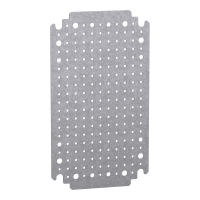 NSYMF32 NSYMF32 Mikroperforirana montažna ploča V300xŠ200 prečnik otvora 3,6mm na razmaku 12,5mm Tip proizvoda ili komponente	
Montažna ploča
Primena uređaja	
Više namena
Za ormane nazivnih dimenzija	
300 mmW: 200 mm
Lokacija za montiranje	
Direktno na zadnje odstojnike
Kliznica
Opis montažne ploče	
Mikroperforirana
Kompatibilnost grupe proizvoda	
Spacial S3D
Spacial CRN
Spacial S3X
Thalassa PLM
Količina po setu	
Set od 1
Materijal	
Galvanizovani čelik
Dopunske informacije
Način fiksiranja	
Pričvršćivanje zavrtnjem na zadnje odstojnike - tip zavrtnja M8
Sa elementom za fiksiranje
Dopustivo trajno opterećenje	
60 kg
Visina	
265 mm
Širina	
150 mm
Dubina	
125 mm
Debljina	
1,8 mm 