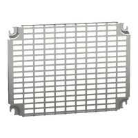  NSYMR34 NSYMR34 Perforirana ploča V300xŠ400mm sa otvorima 11x26mm Tip proizvoda ili komponente	
Montažna ploča
Primena uređaja	
Više namena
Za ormane nazivnih dimenzija	
300 mmW: 400 mm
Lokacija za montiranje	
Direktno na zadnje odstojnike
Kliznica
Opis montažne ploče	
Telequick perforirana
Kompatibilnost grupe proizvoda	
Spacial S3D
Spacial CRN
Spacial S3X
Thalassa PLM
Količina po setu	
Set od 1
Materijal	
Steel
Završna obrada	
Obloženo cinkom
Dopunske informacije
Način fiksiranja	
Pričvršćivanje zavrtnjem na zadnje odstojnike - tip zavrtnja M8
Sa elementom za fiksiranje
Visina	
255 mm
Širina	
351 mm
Dubina	
15 mm
Debljina	
2 mm
Masa proizvoda	
0,734 kg
Broj slotova	
198
Specifičnost izvedbe	
Instalacija u zadnjem delu ormana
Dimenzije izreza	
11 x 26 mm 