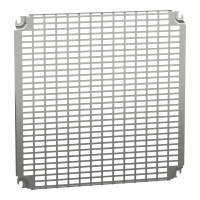  NSYMR55 NSYMR55 Perforirana ploča V500xŠ500mm univerzalni otvori 11x26mm Tip proizvoda ili komponente	
Montažna ploča
Primena uređaja	
Više namena
Za ormane nazivnih dimenzija	
500 mmW: 500 mm
Lokacija za montiranje	
Kliznica
Direktno na zadnje odstojnike
Opis montažne ploče	
Telequick perforirana
Kompatibilnost grupe proizvoda	
Spacial S3D
Spacial CRN
Spacial S3X
Thalassa PLM
Količina po setu	
Set od 1
Materijal	
Steel
Završna obrada	
Obloženo cinkom
Dopunske informacije
Način fiksiranja	
Pričvršćivanje zavrtnjem na zadnje odstojnike - tip zavrtnja M8
Sa elementom za fiksiranje
Visina	
450 mm
Širina	
451 mm
Dubina	
15 mm
Debljina	
2 mm
Masa proizvoda	
1,6 kg
Broj slotova	
434
Specifičnost izvedbe	
Instalacija u zadnjem delu ormana
Dimenzije izreza	
11 x 26 mm 