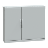  NSYPLAZ10123G NSYPLAZ10123G Slobod. poliesterski orman PLAZ sa podnožjem otvoreno dno VŠD1000x1250x320 IP54 Tip proizvoda ili komponente	
Pogodan orman
Version	
PLAZ
Nominal height	
1000 mm
Nominal width	
1250 mm
Nominal depth	
320 mm
Montaža ormana	
Slobodnostojeći
Sastav uređaja	
1 gornji deo
1 deo dna ormana
2 bočni deo
2 vrata
2 zadnji panel
1 postolje
Dopunske informacije
Tip kućišta	
Zatvoren gornji deo,otvoreni donji deo-delovi za sastavljanje sa bočnim stranama
Tip vrata	
Ravna prednji deo
Broj vrata	
2 vrata
Otvaranje vrata	
Nadesno i nalevo (120 °)
Tip brave	
Zaključavanje u 4 tačke, ručica sa umetkom 5 mm dvostruki prorez
Dostupnost za operacije	
Prednji deo
Dno
Zadnji deo
Odvojivi delovi	
Vrata sa šarkama
Zadnji panel sa elementom za fiksiranje
Materijal	
Poliester ojačan staklenim vlaknima
Boja	
Grey (RAL 7035) 